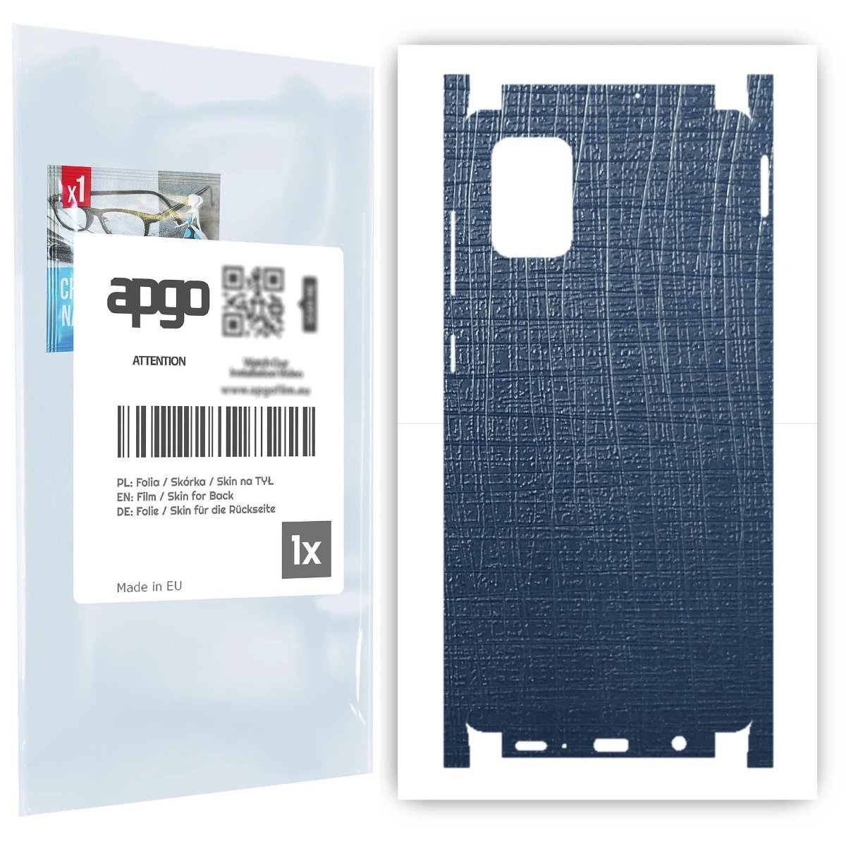 Folia naklejka skórka strukturalna na TYŁ+BOKI do Samsung Galaxy A71 -  Tkanina Granatowa - apgo SKINS