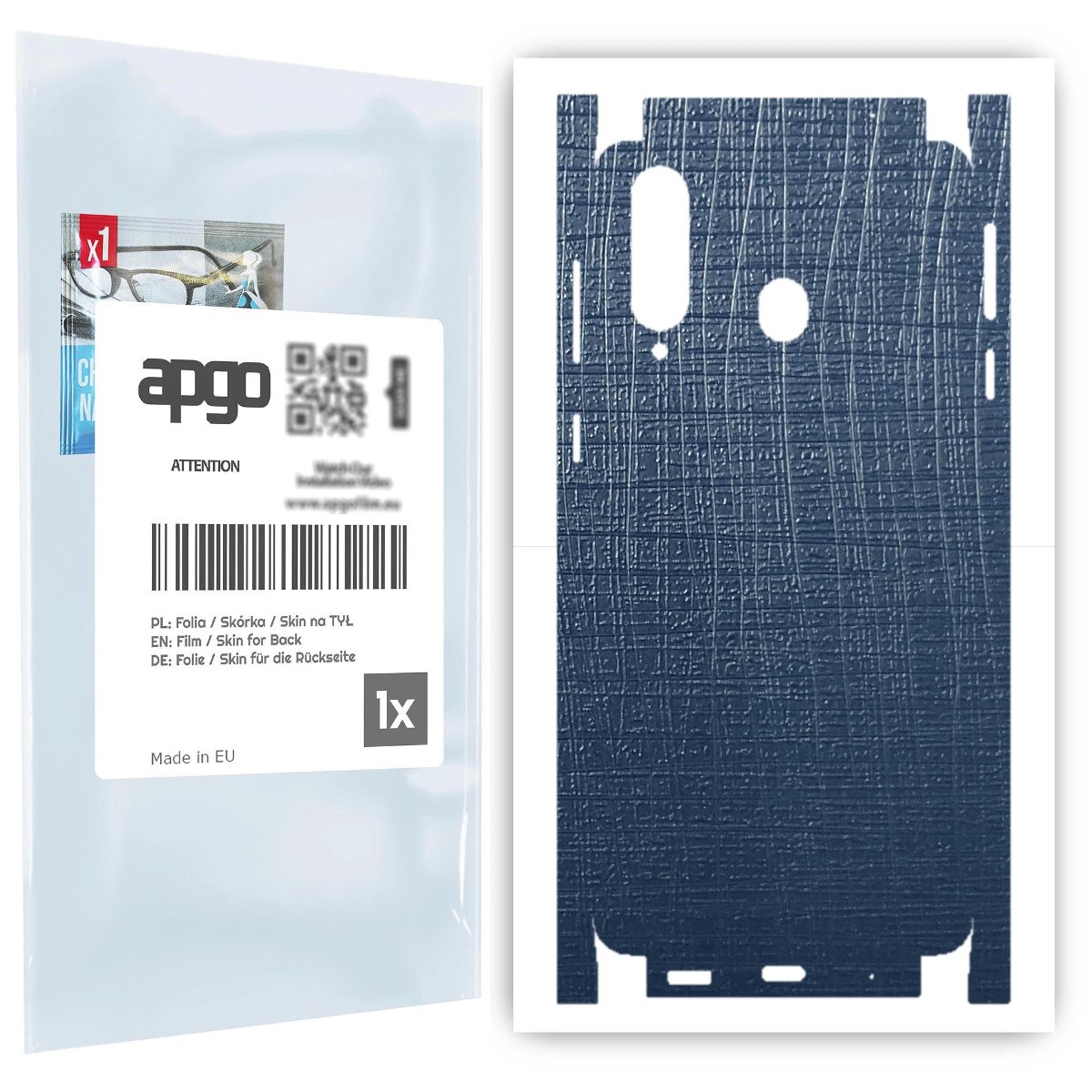 Folia naklejka skórka strukturalna na TYŁ+BOKI do Samsung Galaxy A8s -  Tkanina Granatowa - apgo SKINS