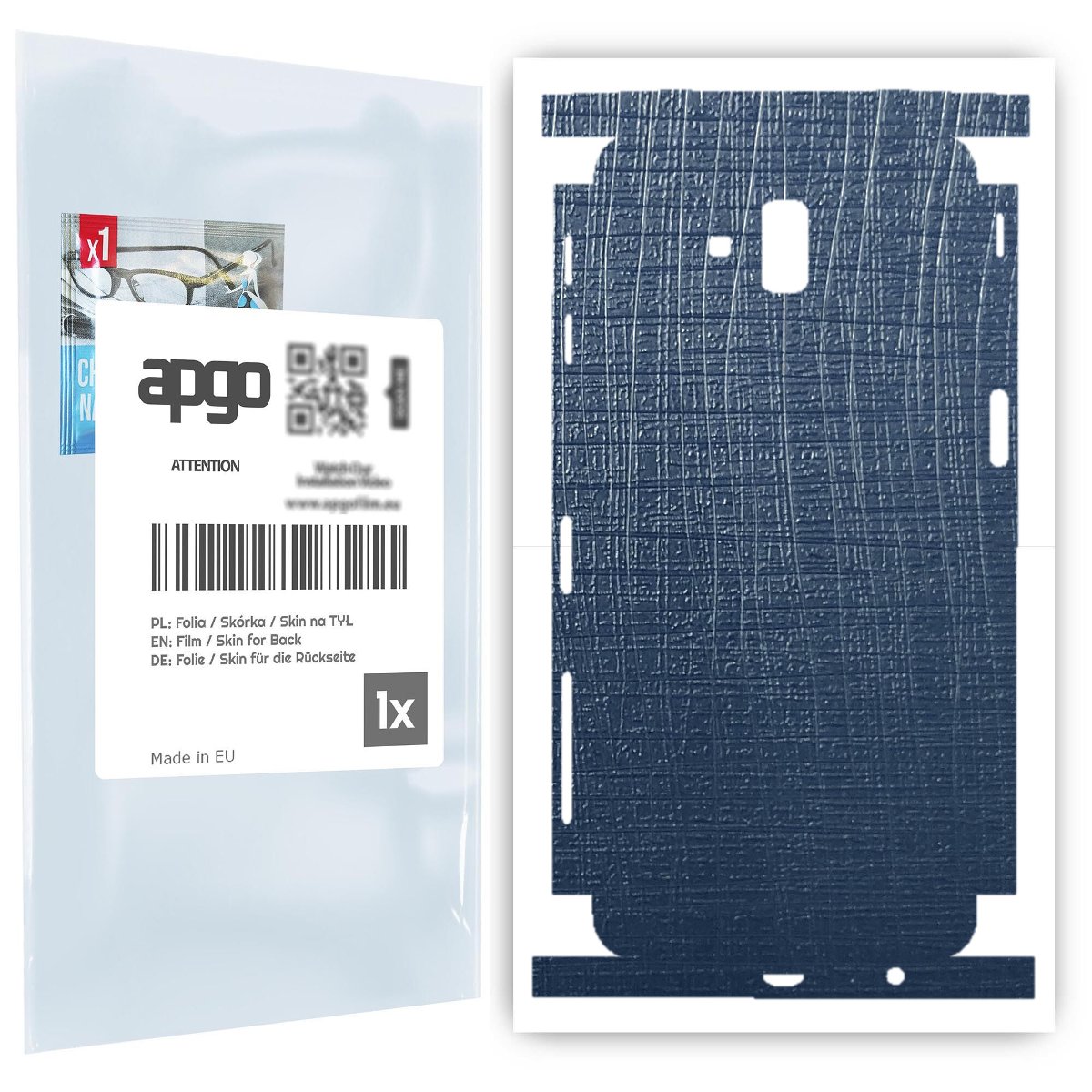 Folia naklejka skórka strukturalna na TYŁ+BOKI do Samsung Galaxy J6+ -  Tkanina Granatowa - apgo SKINS