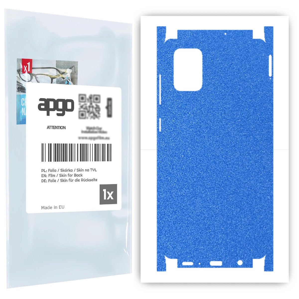 Folia naklejka skórka strukturalna na TYŁ+BOKI do Samsung Galaxy A71 -  Niebieski Pastel Matowy Chropowaty Baranek - apgo SKINS
