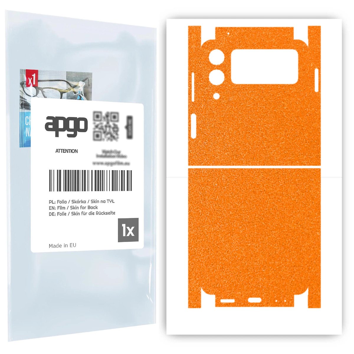 Folia naklejka skórka strukturalna na TYŁ+BOKI do Samsung Galaxy Z Flip 3 -  Pomarańczowy Pastel Matowy Chropowaty Baranek - apgo SKINS