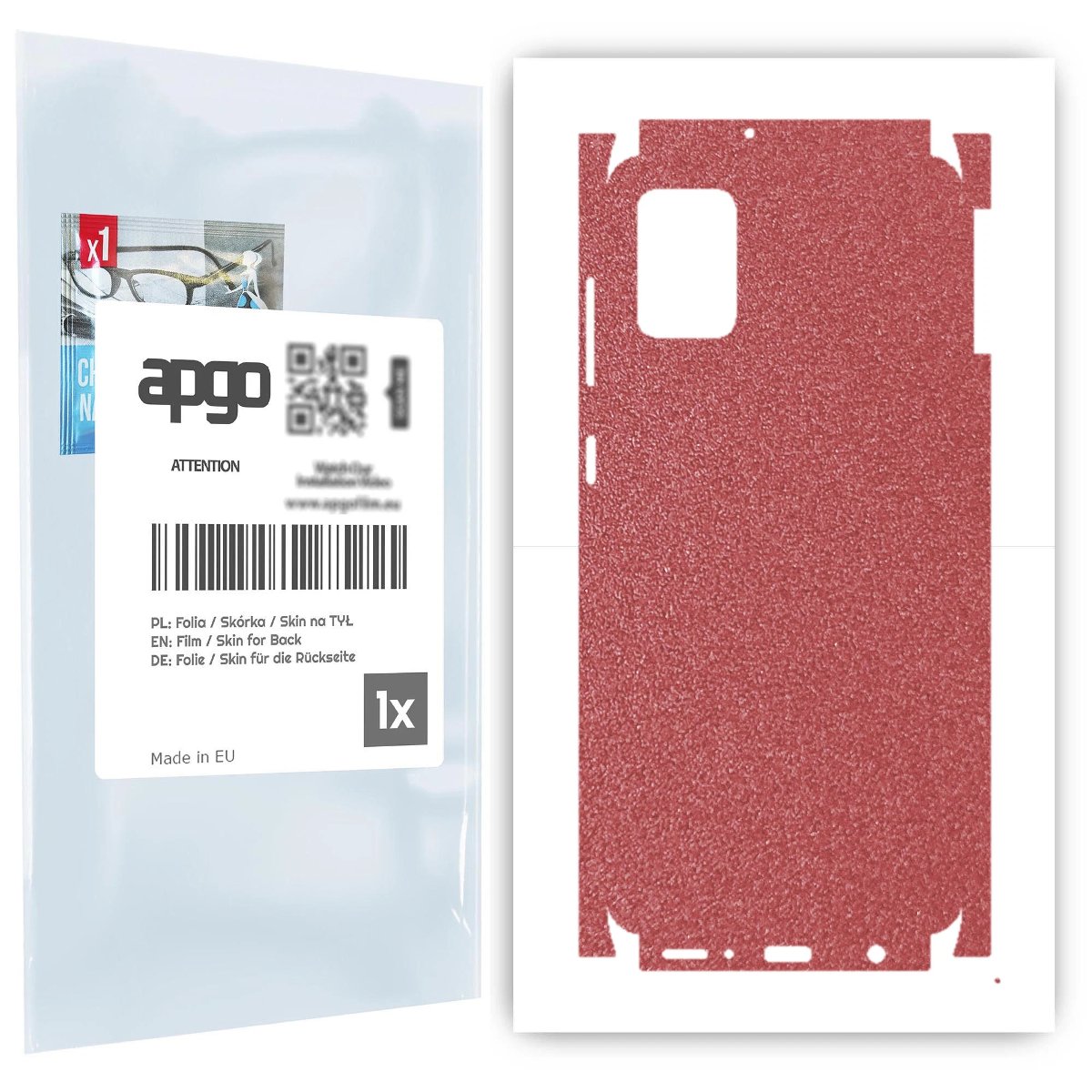 Folia naklejka skórka strukturalna na TYŁ+BOKI do Samsung Galaxy A31 -  Różowy Pastel Matowy Chropowaty Baranek - apgo SKINS