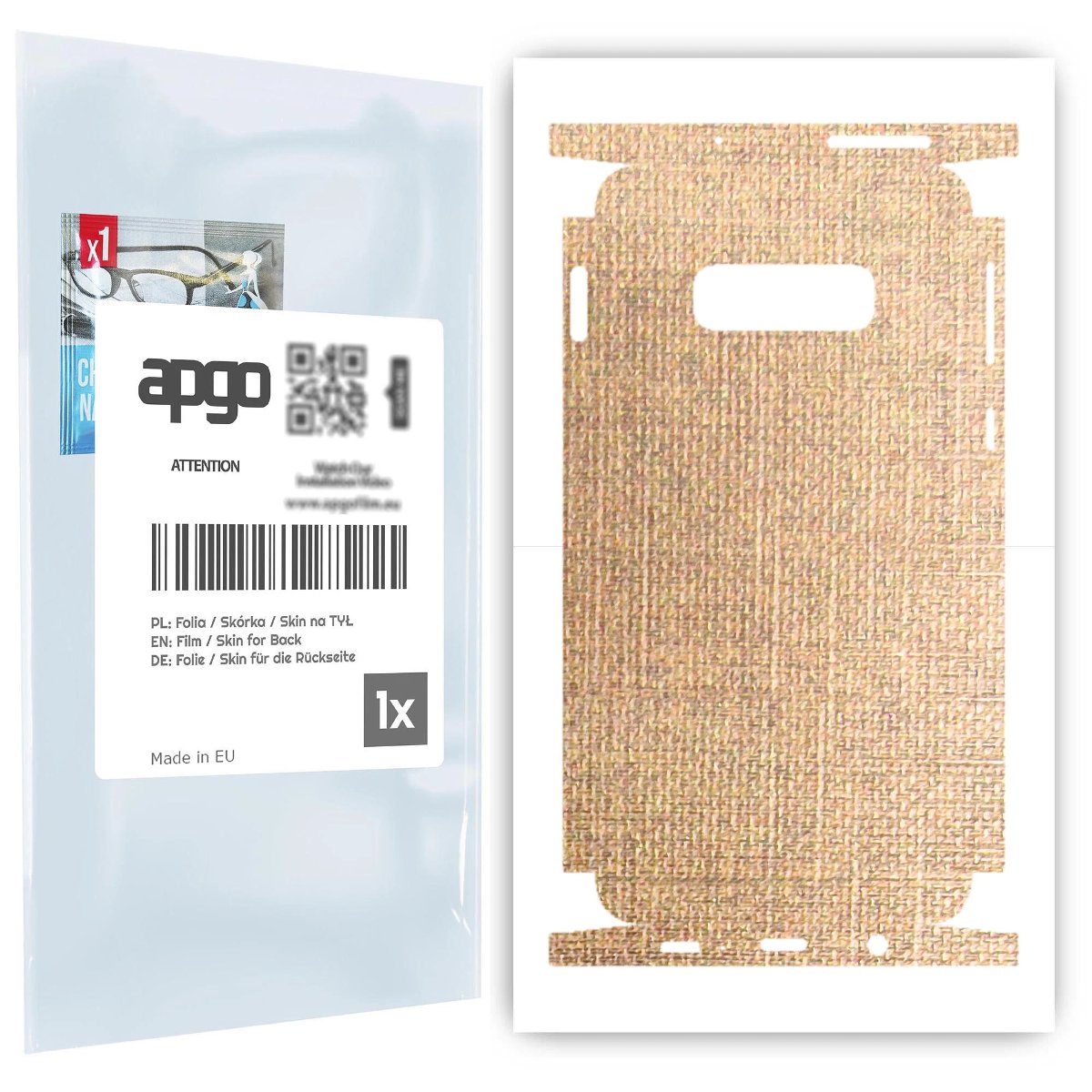 Folia naklejka skórka strukturalna na TYŁ+BOKI do Samsung Galaxy S10e -  Tkanina Denim Beżowy - apgo SKINS