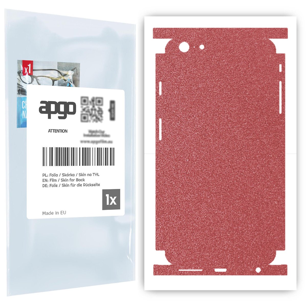 Folia naklejka skórka strukturalna na TYŁ+BOKI do Apple iPhone 6 Plus -  Różowy Pastel Matowy Chropowaty Baranek - apgo SKINS