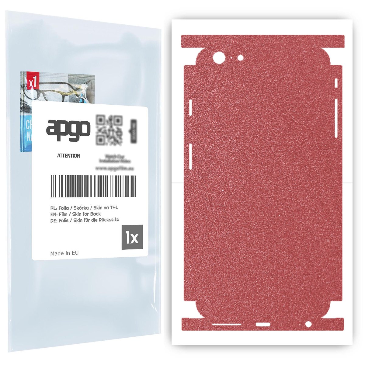 Folia naklejka skórka strukturalna na TYŁ+BOKI do Apple iPhone 6s Plus -  Różowy Pastel Matowy Chropowaty Baranek - apgo SKINS