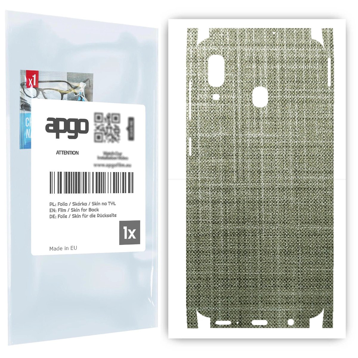 Folia naklejka skórka strukturalna na TYŁ+BOKI do Samsung Galaxy A20 -  Tkanina Lniana - apgo SKINS