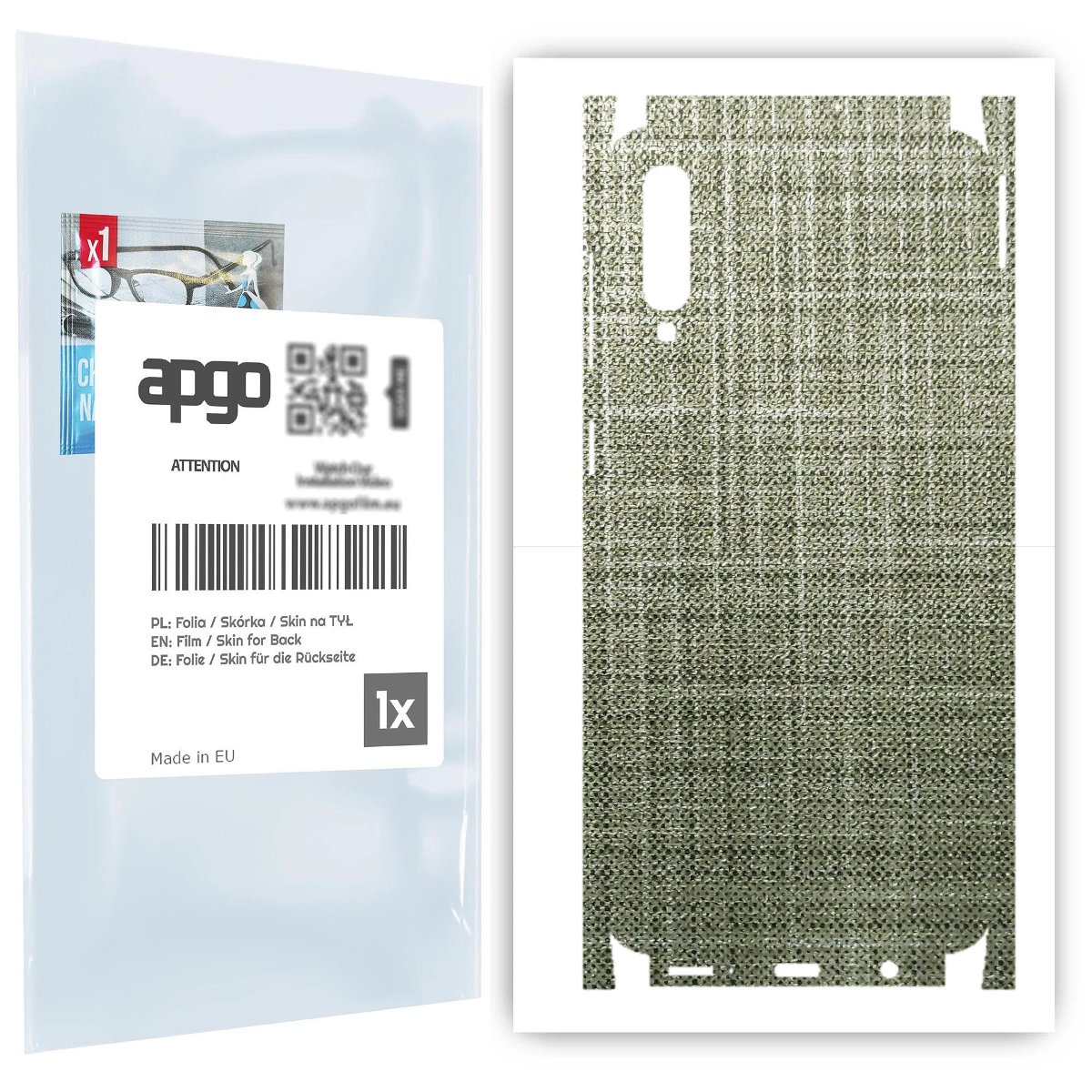 Folia naklejka skórka strukturalna na TYŁ+BOKI do Samsung Galaxy A50 -  Tkanina Lniana - apgo SKINS