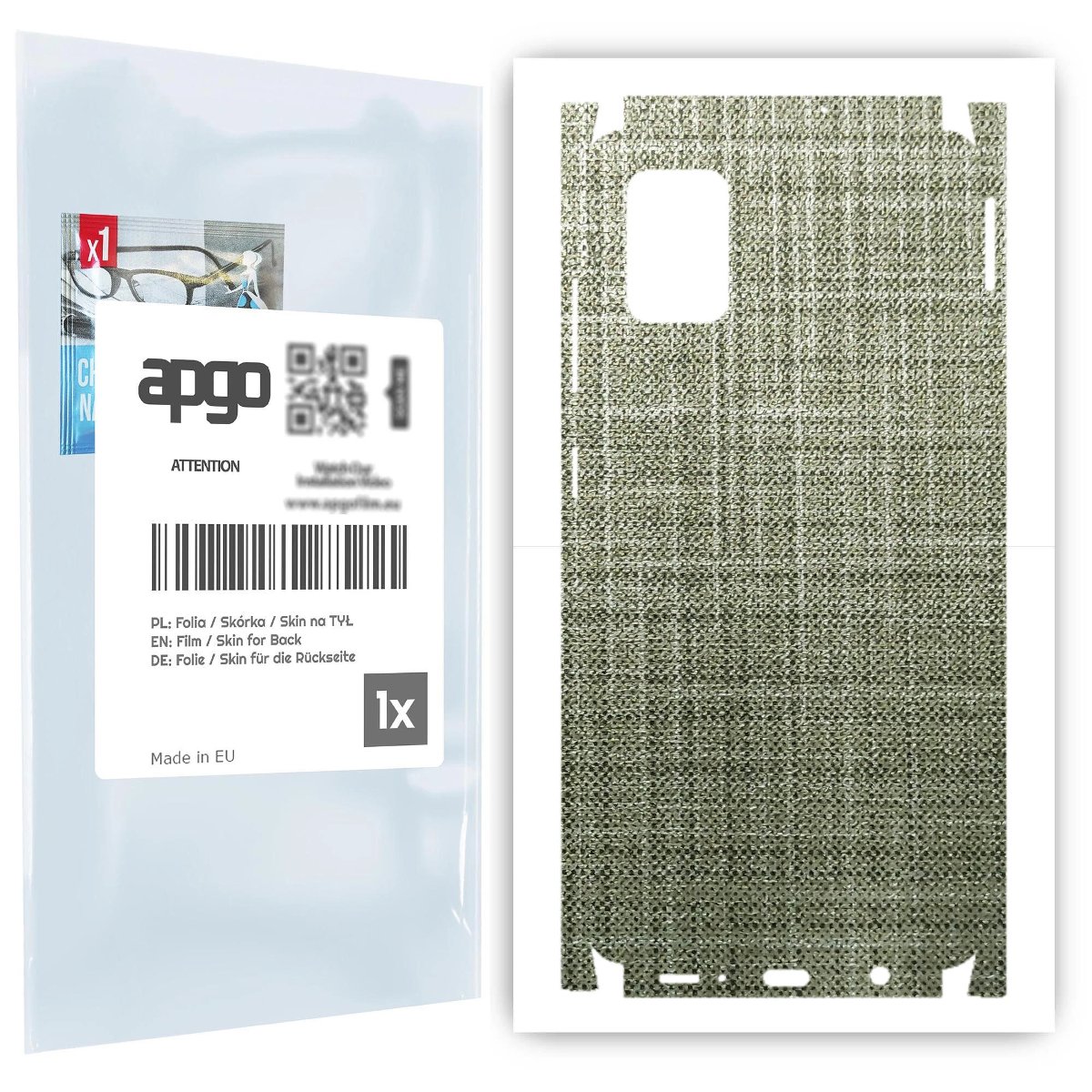 Folia naklejka skórka strukturalna na TYŁ+BOKI do Samsung Galaxy A51 -  Tkanina Lniana - apgo SKINS