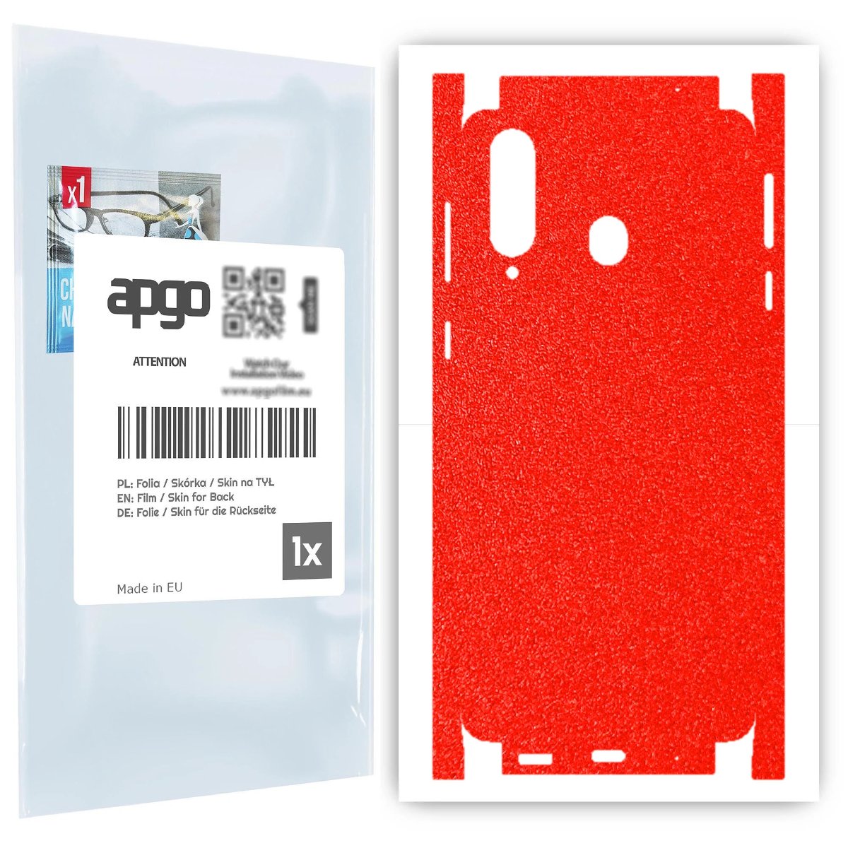 Folia naklejka skórka strukturalna na TYŁ+BOKI do Samsung Galaxy A8s -  Czerwony Pastel Matowy Chropowaty Baranek - apgo SKINS