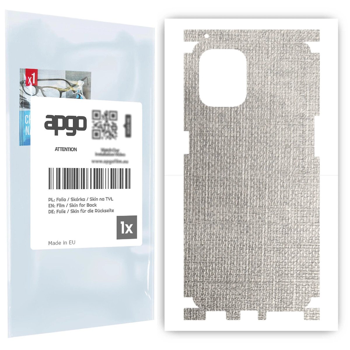 Folia naklejka skórka strukturalna na TYŁ+BOKI do Oppo Find X3 Pro -  Tkanina Denim Szary - apgo SKINS
