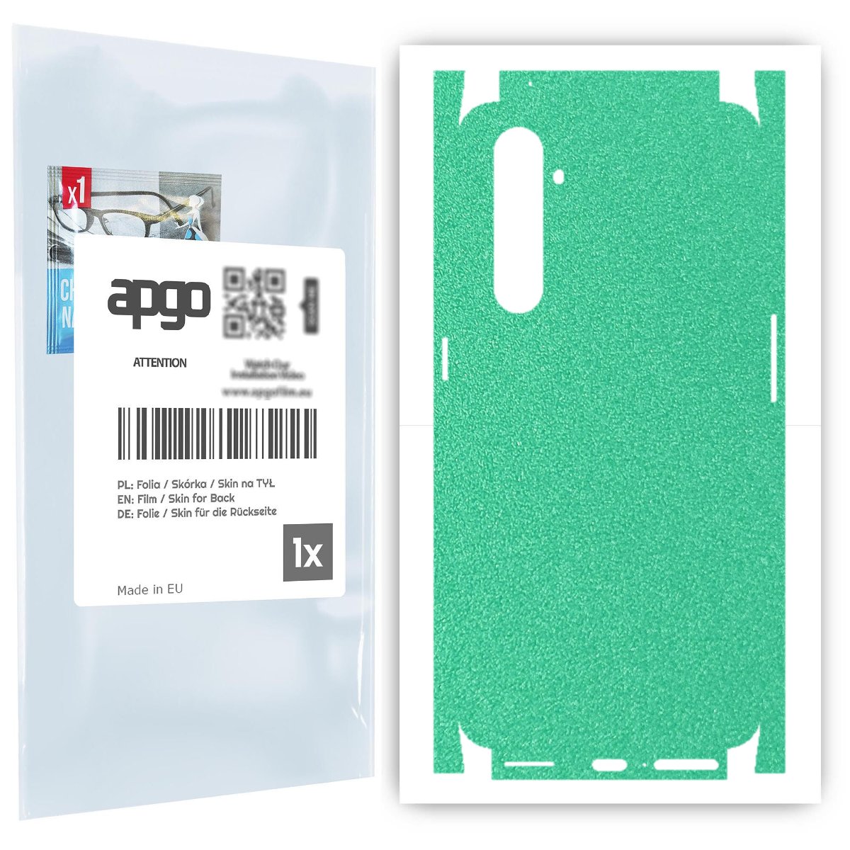 Folia naklejka skórka strukturalna na TYŁ+BOKI do Realme X50 Pro 5G -  Seledynowy Pastel Matowy Chropowaty Baranek - apgo SKINS