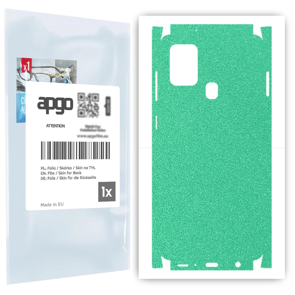 Folia naklejka skórka strukturalna na TYŁ+BOKI do Samsung Galaxy A21s -  Seledynowy Pastel Matowy Chropowaty Baranek - apgo SKINS