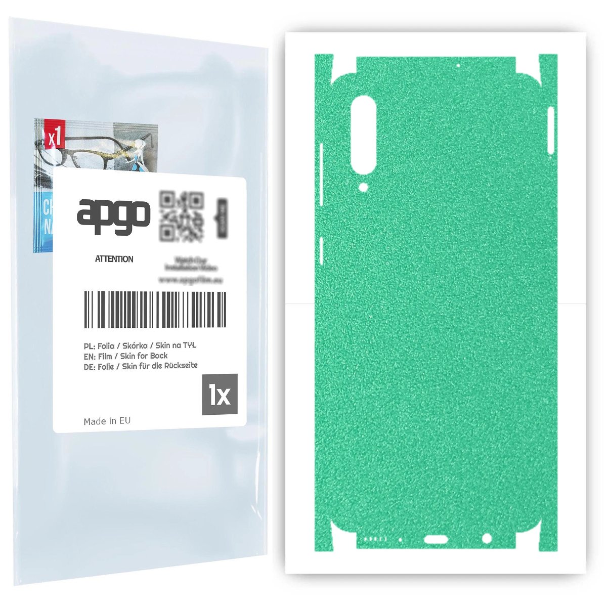 Folia naklejka skórka strukturalna na TYŁ+BOKI do Samsung Galaxy A30s -  Seledynowy Pastel Matowy Chropowaty Baranek - apgo SKINS