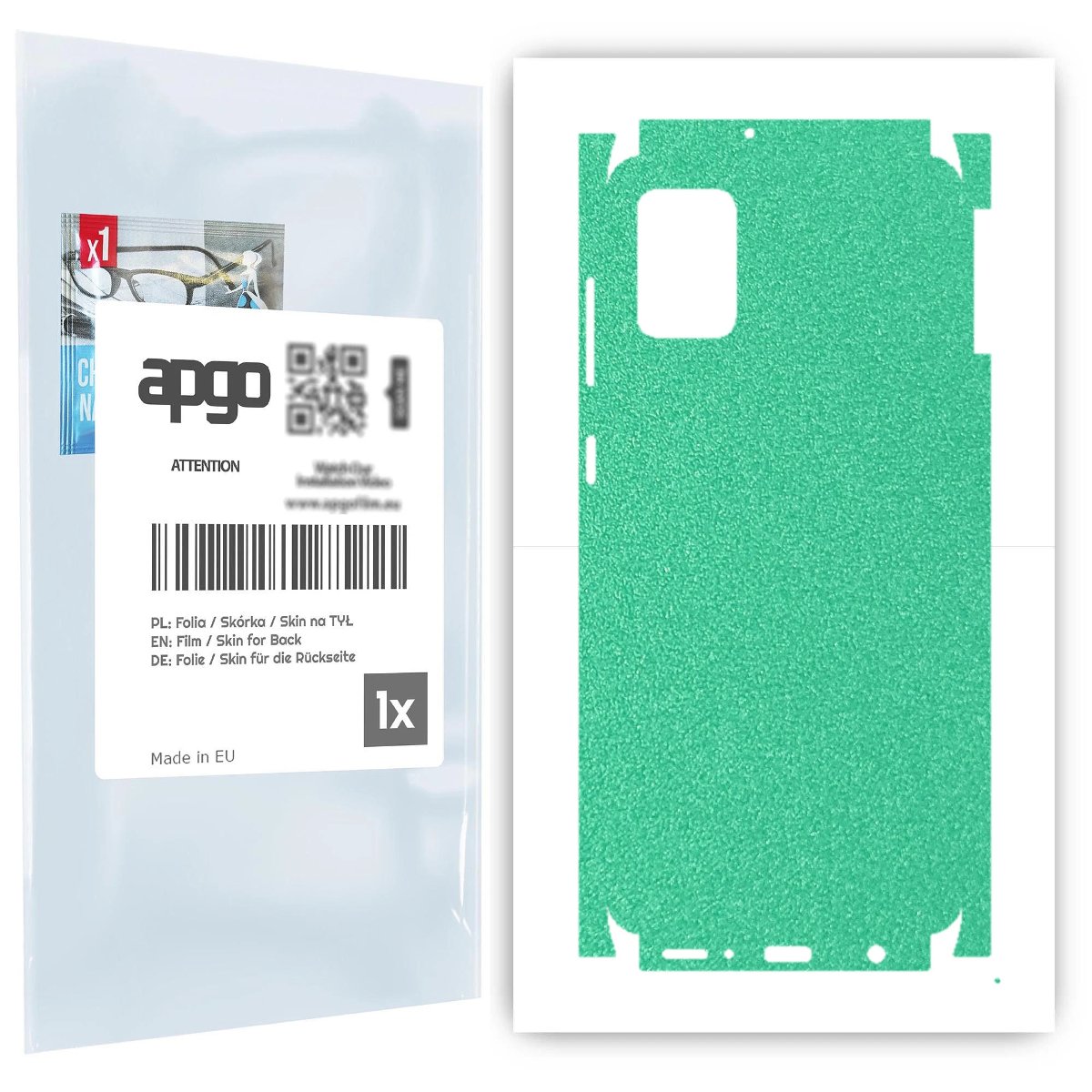 Folia naklejka skórka strukturalna na TYŁ+BOKI do Samsung Galaxy A31 -  Seledynowy Pastel Matowy Chropowaty Baranek - apgo SKINS