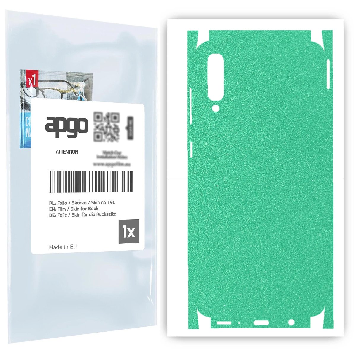 Folia naklejka skórka strukturalna na TYŁ+BOKI do Samsung Galaxy A70 -  Seledynowy Pastel Matowy Chropowaty Baranek - apgo SKINS