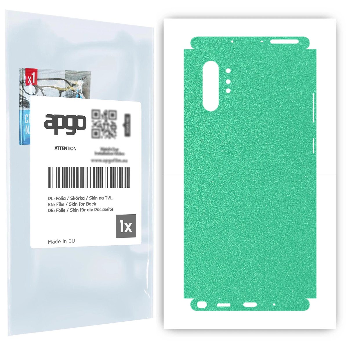 Folia naklejka skórka strukturalna na TYŁ+BOKI do Samsung Galaxy Note 10+ 5G -  Seledynowy Pastel Matowy Chropowaty Baranek - apgo SKINS