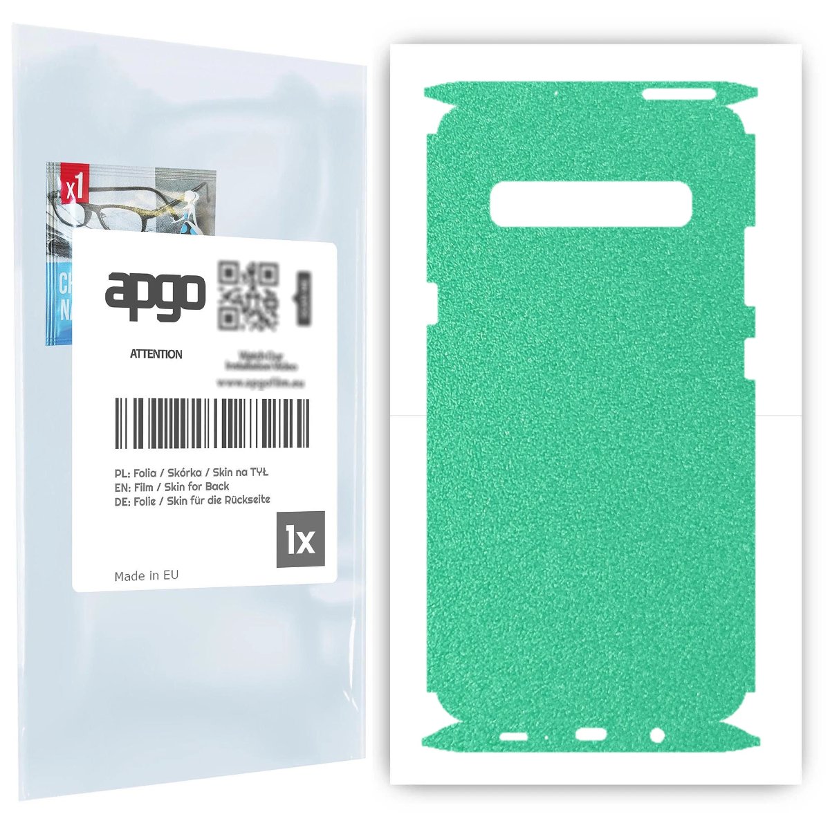 Folia naklejka skórka strukturalna na TYŁ+BOKI do Samsung Galaxy S10 5G -  Seledynowy Pastel Matowy Chropowaty Baranek - apgo SKINS