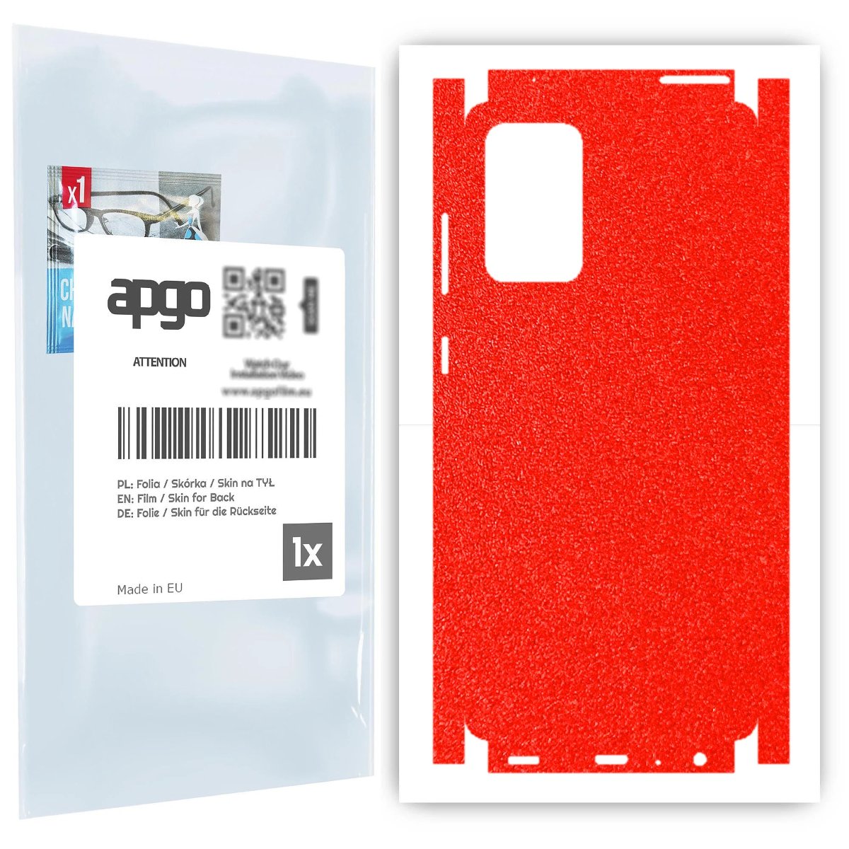 Folia naklejka skórka strukturalna na TYŁ+BOKI do Samsung Galaxy A72 -  Czerwony Pastel Matowy Chropowaty Baranek - apgo SKINS