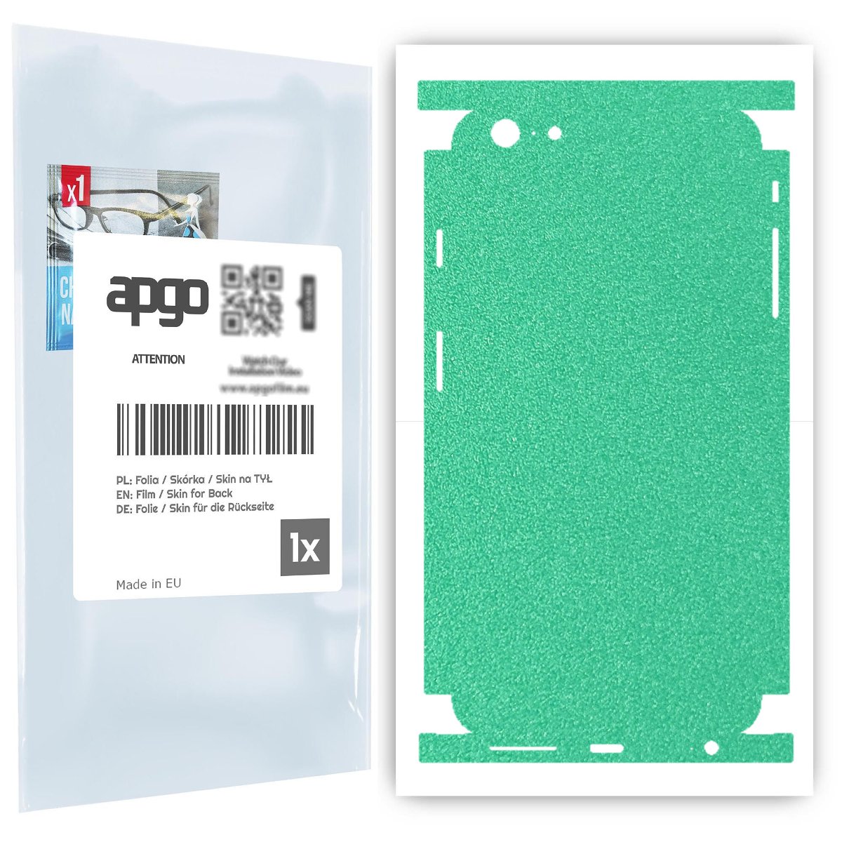 Folia naklejka skórka strukturalna na TYŁ+BOKI do Apple iPhone 6s Plus -  Seledynowy Pastel Matowy Chropowaty Baranek - apgo SKINS