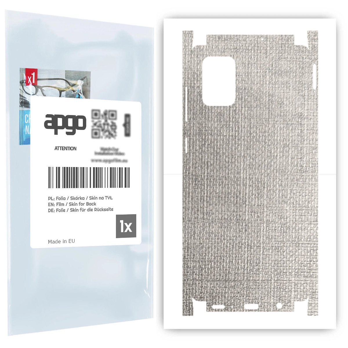Folia naklejka skórka strukturalna na TYŁ+BOKI do Samsung Galaxy A71 -  Tkanina Denim Szary - apgo SKINS