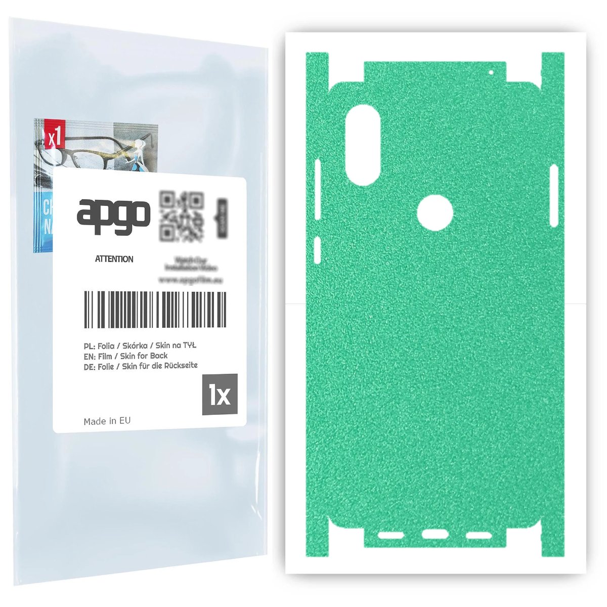 Folia naklejka skórka strukturalna na TYŁ+BOKI do Xiaomi Mi Mix 2S -  Seledynowy Pastel Matowy Chropowaty Baranek - apgo SKINS