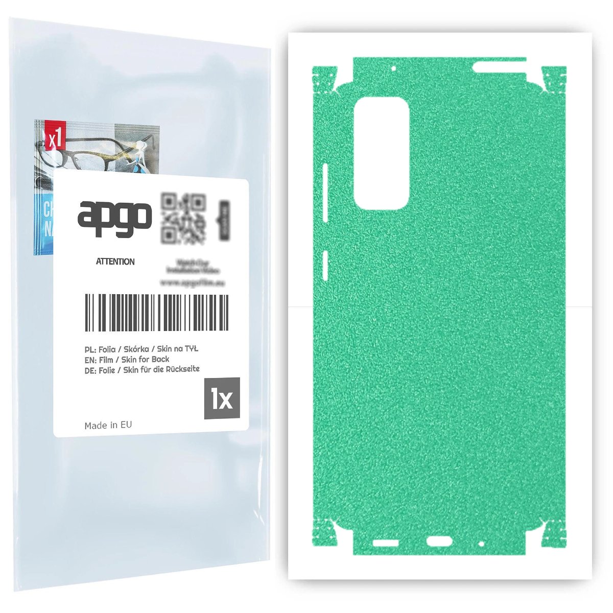 Folia naklejka skórka strukturalna na TYŁ+BOKI do Samsung Galaxy S20 FE -  Seledynowy Pastel Matowy Chropowaty Baranek - apgo SKINS