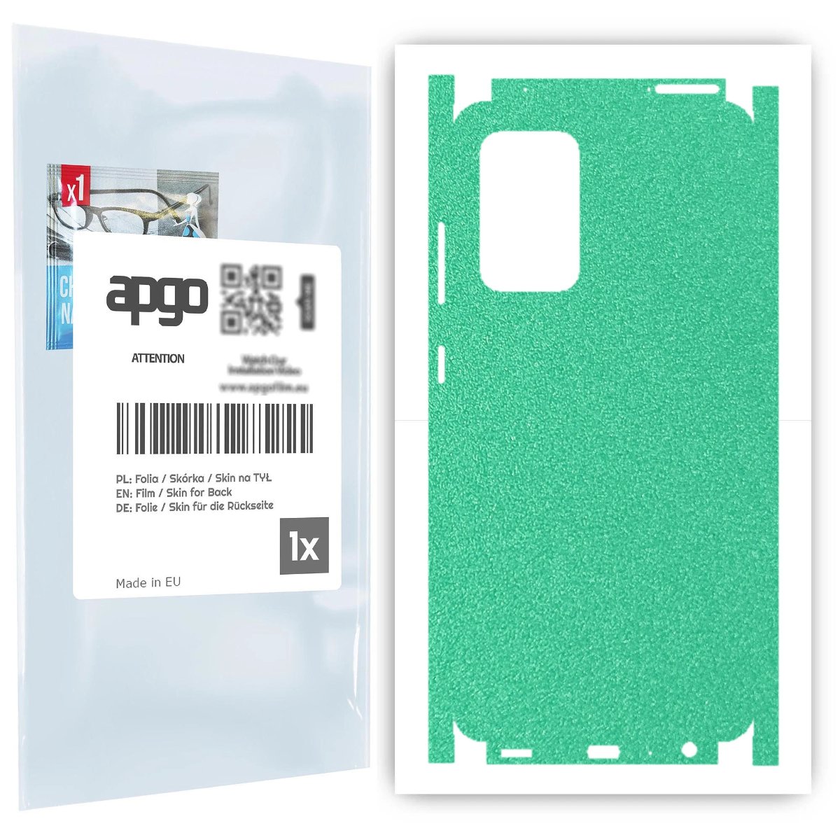 Folia naklejka skórka strukturalna na TYŁ+BOKI do Samsung Galaxy A52 5G -  Seledynowy Pastel Matowy Chropowaty Baranek - apgo SKINS