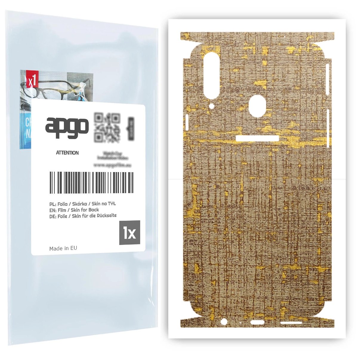 Folia naklejka skórka strukturalna na TYŁ+BOKI do Samsung Galaxy A20s -  Tkanina Vintage - apgo SKINS