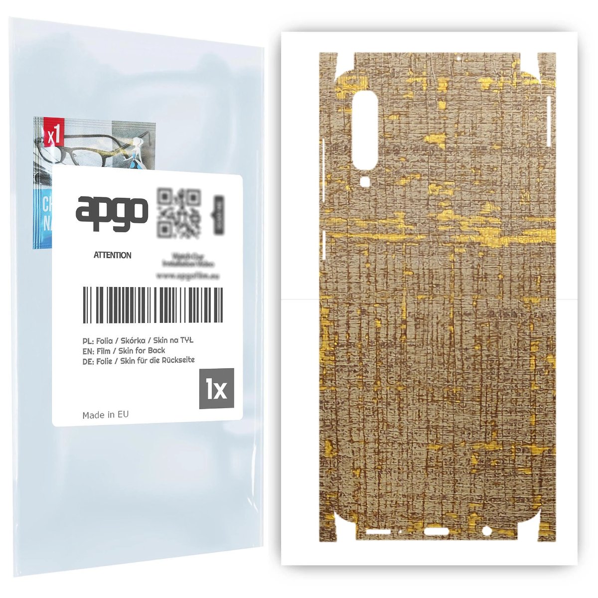 Folia naklejka skórka strukturalna na TYŁ+BOKI do Samsung Galaxy A50 -  Tkanina Vintage - apgo SKINS
