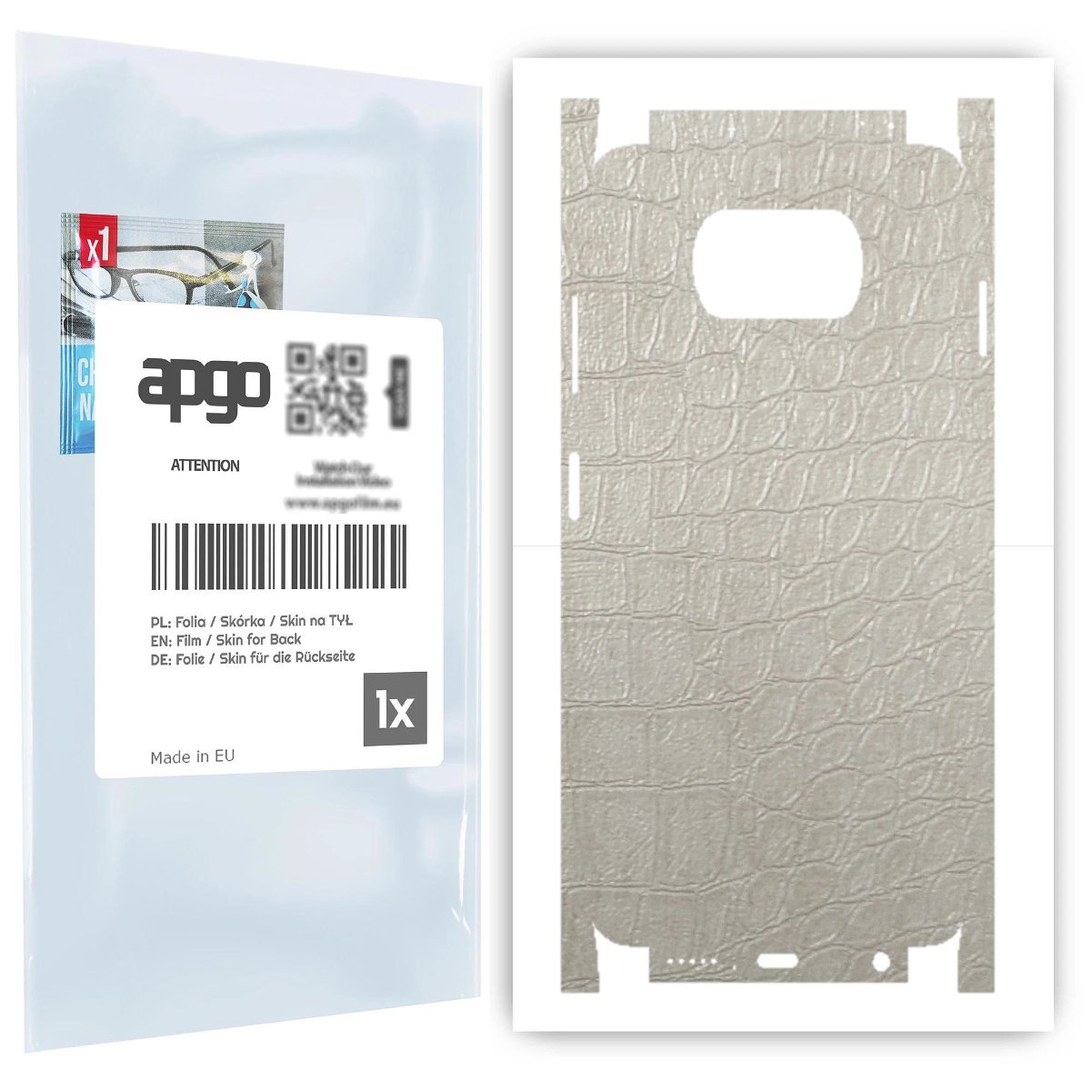 Folia naklejka skórka strukturalna na TYŁ+BOKI do Xiaomi Poco X3 NFC -  Skóra Krokodyla Biała - apgo SKINS