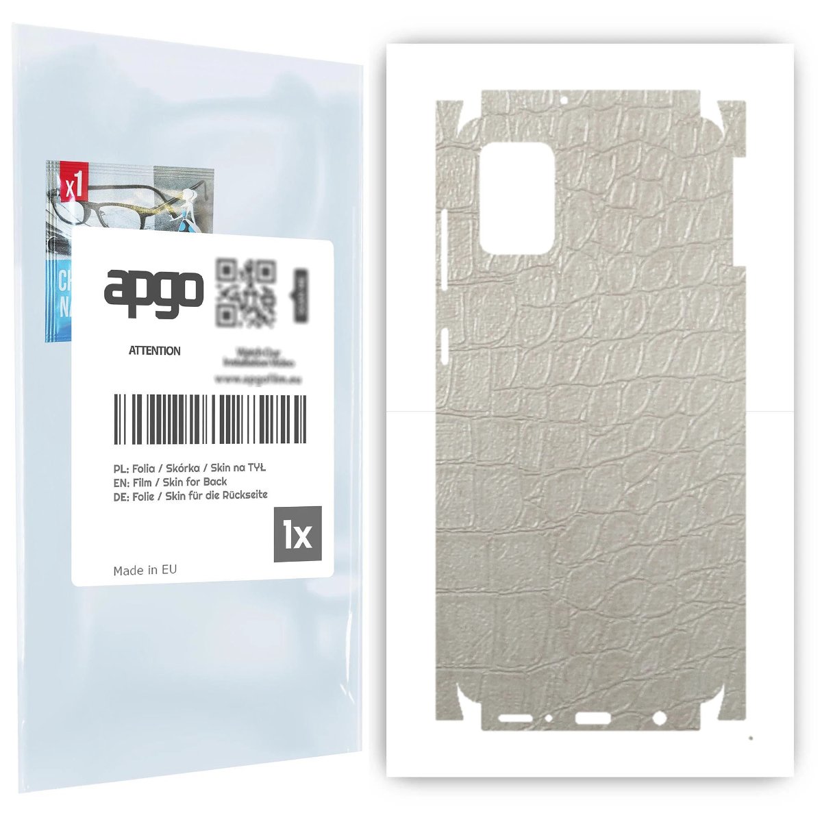 Folia naklejka skórka strukturalna na TYŁ+BOKI do Samsung Galaxy A31 -  Skóra Krokodyla Biała - apgo SKINS