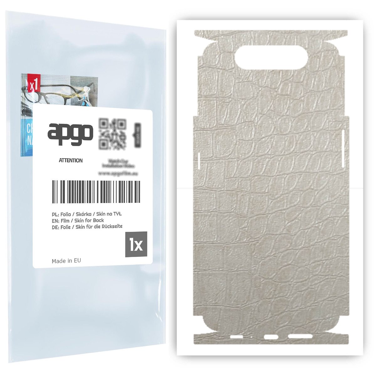 Folia naklejka skórka strukturalna na TYŁ+BOKI do Samsung Galaxy A80 -  Skóra Krokodyla Biała - apgo SKINS