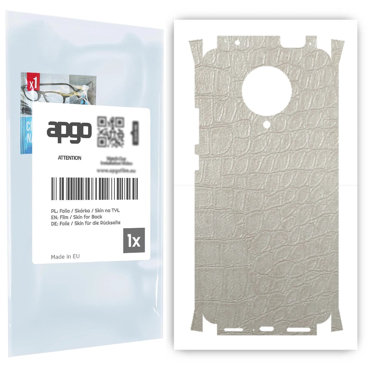 Folia naklejka skórka strukturalna na TYŁ+BOKI do Xiaomi Poco F2 Pro -  Skóra Krokodyla Biała - apgo SKINS