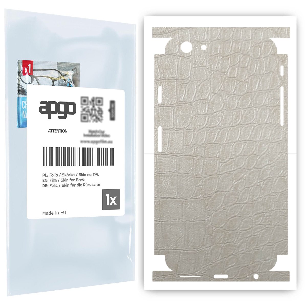 Folia naklejka skórka strukturalna na TYŁ+BOKI do Apple iPhone 6 -  Skóra Krokodyla Biała - apgo SKINS