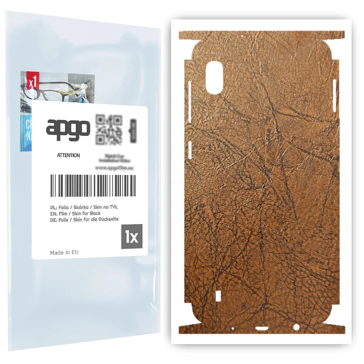 Folia naklejka skórka strukturalna na TYŁ+BOKI do Samsung Galaxy A10 -  Skóra Vintage - apgo SKINS