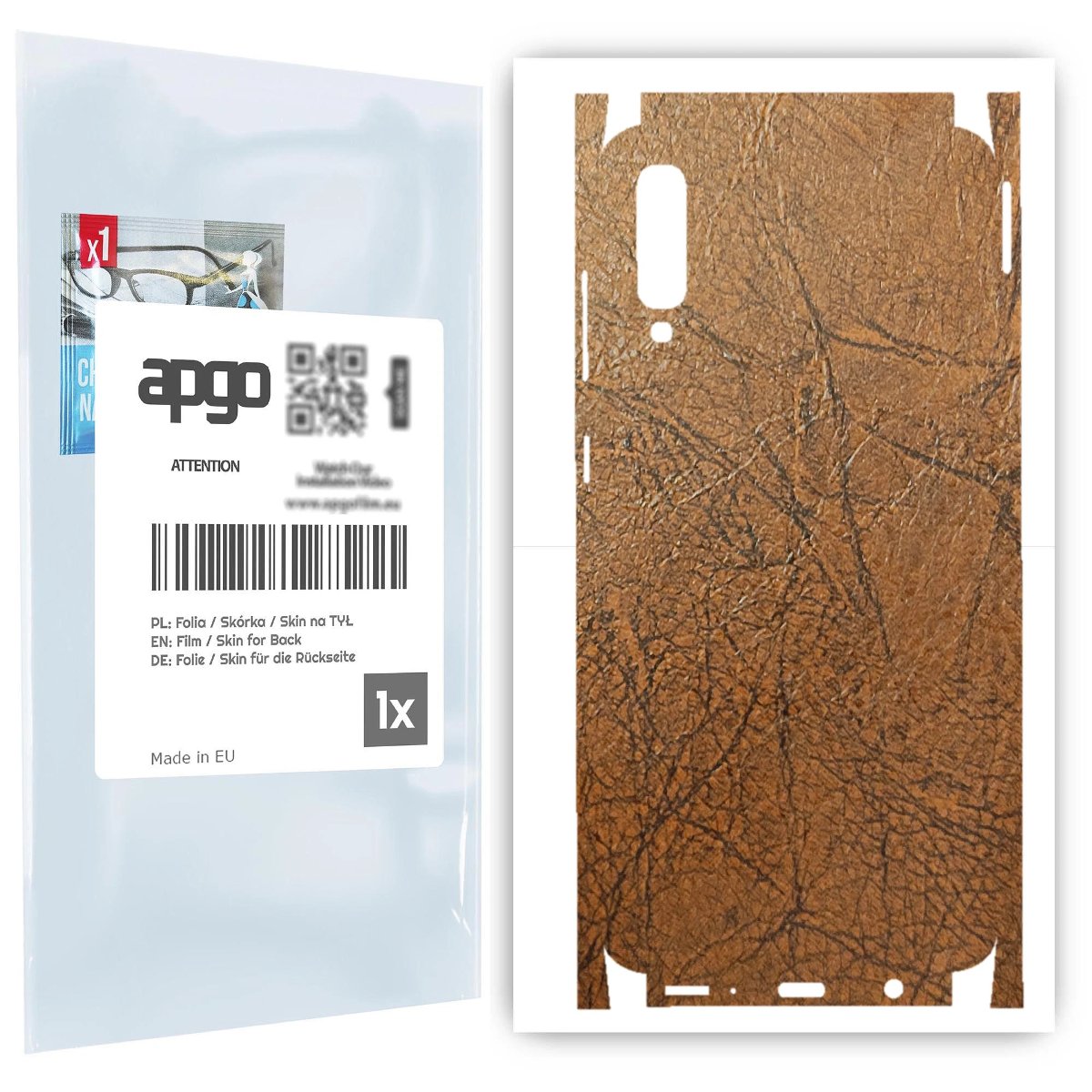 Folia naklejka skórka strukturalna na TYŁ+BOKI do Samsung Galaxy A70 -  Skóra Vintage - apgo SKINS