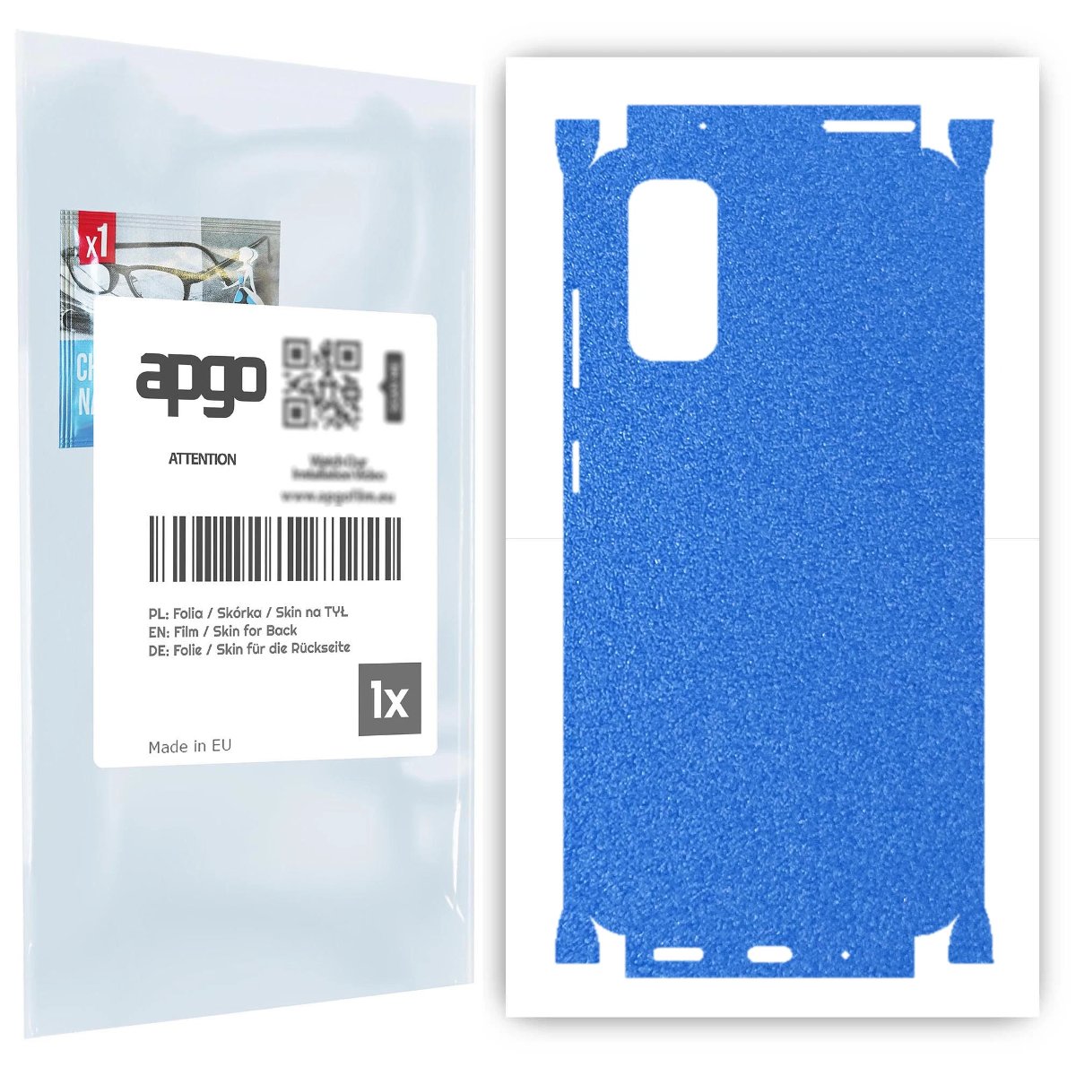 Folia naklejka skórka strukturalna na TYŁ+BOKI do Samsung Galaxy S20 Ultra 5G -  Niebieski Pastel Matowy Chropowaty Baranek - apgo SKINS