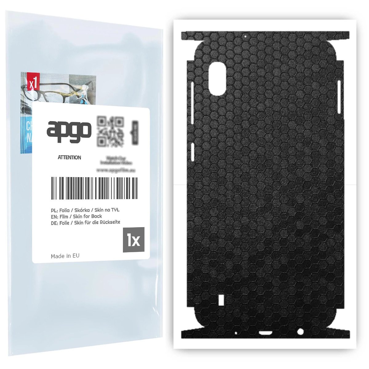 Folia naklejka skórka strukturalna na TYŁ+BOKI do Samsung Galaxy A10 -  Plaster Miodu Czarny - apgo SKINS