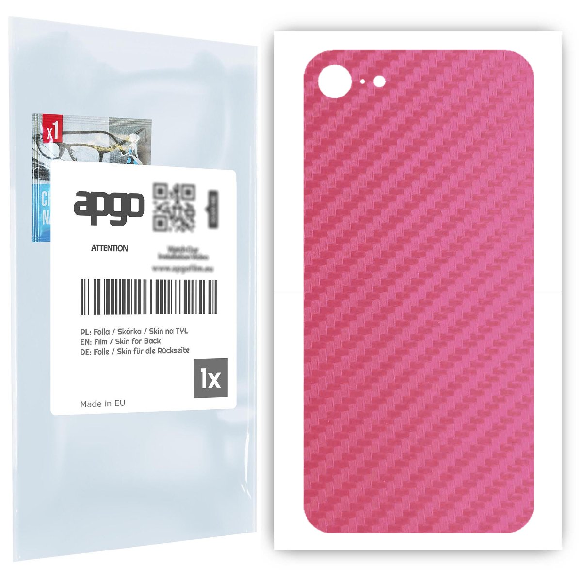 Folia naklejka skórka strukturalna na TYŁ do Apple iPhone SE 2022 -  Carbon Różowy - apgo SKINS