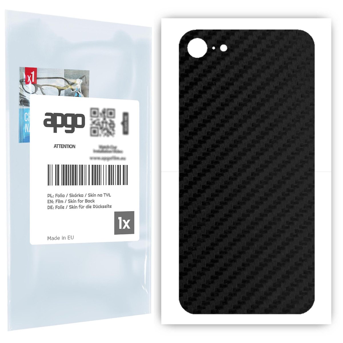 Folia naklejka skórka strukturalna na TYŁ do Apple iPhone SE 2022 -  Carbon Czarny - apgo SKINS