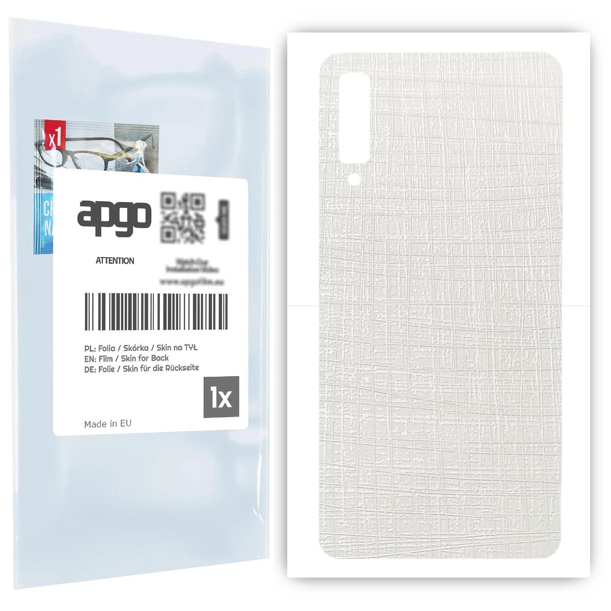 Folia naklejka skórka strukturalna na TYŁ do Samsung Galaxy A7 (2018) -  Tkanina Biała - apgo SKINS