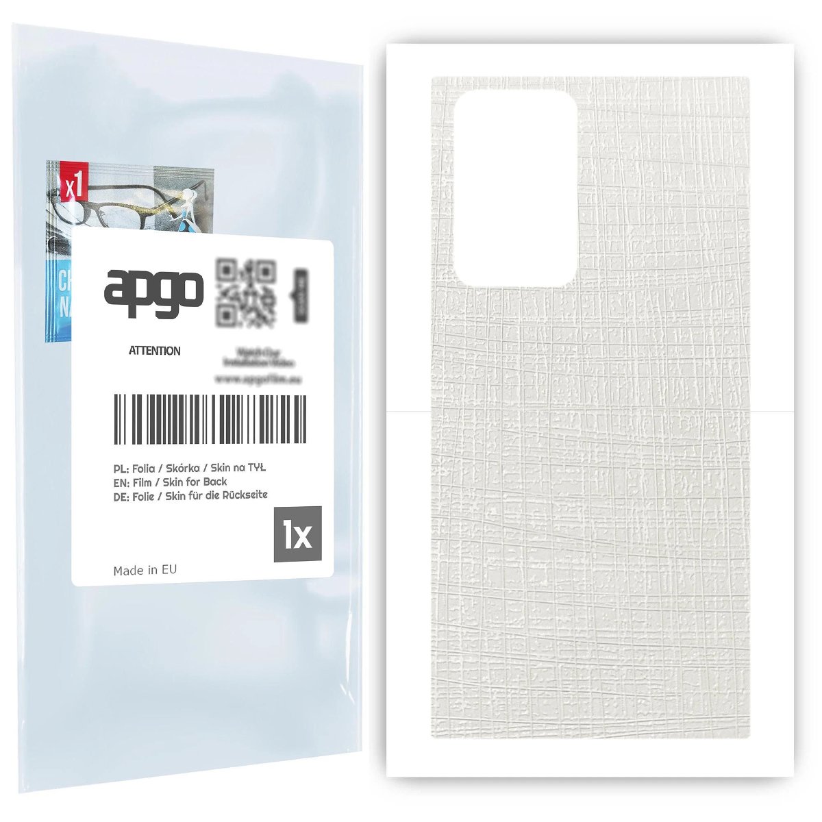 Folia naklejka skórka strukturalna na TYŁ do Samsung Galaxy Note 20 Ultra -  Tkanina Biała - apgo SKINS