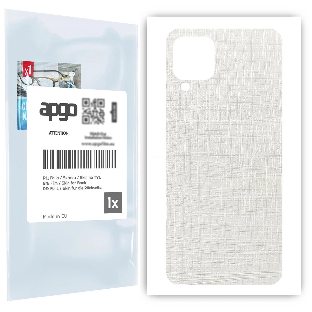 Folia naklejka skórka strukturalna na TYŁ do Samsung Galaxy M12 -  Tkanina Biała - apgo SKINS