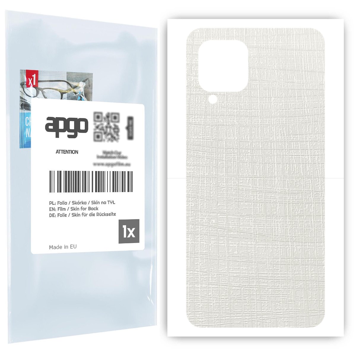 Folia naklejka skórka strukturalna na TYŁ do Samsung Galaxy M22 -  Tkanina Biała - apgo SKINS