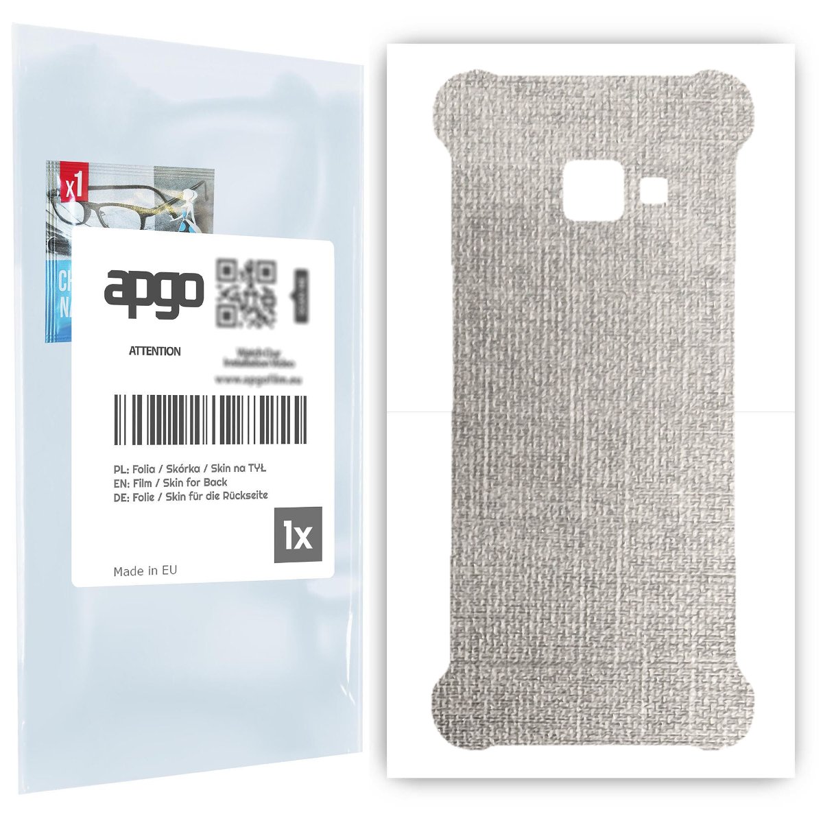 Folia naklejka skórka strukturalna na TYŁ do Samsung Galaxy Xcover 4 -  Tkanina Denim Szary - apgo SKINS