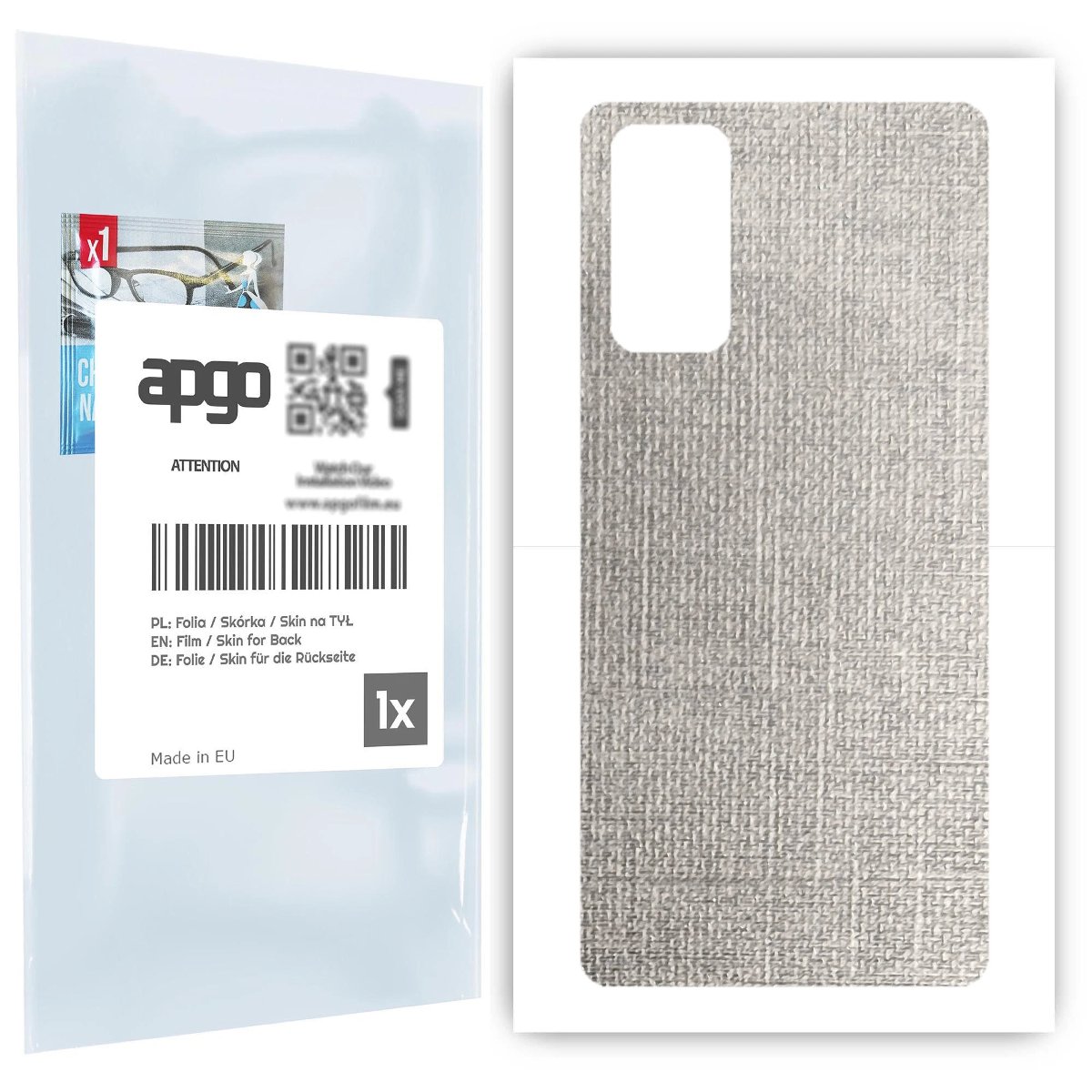 Folia naklejka skórka strukturalna na TYŁ do Samsung Galaxy S20 FE -  Tkanina Denim Szary - apgo SKINS