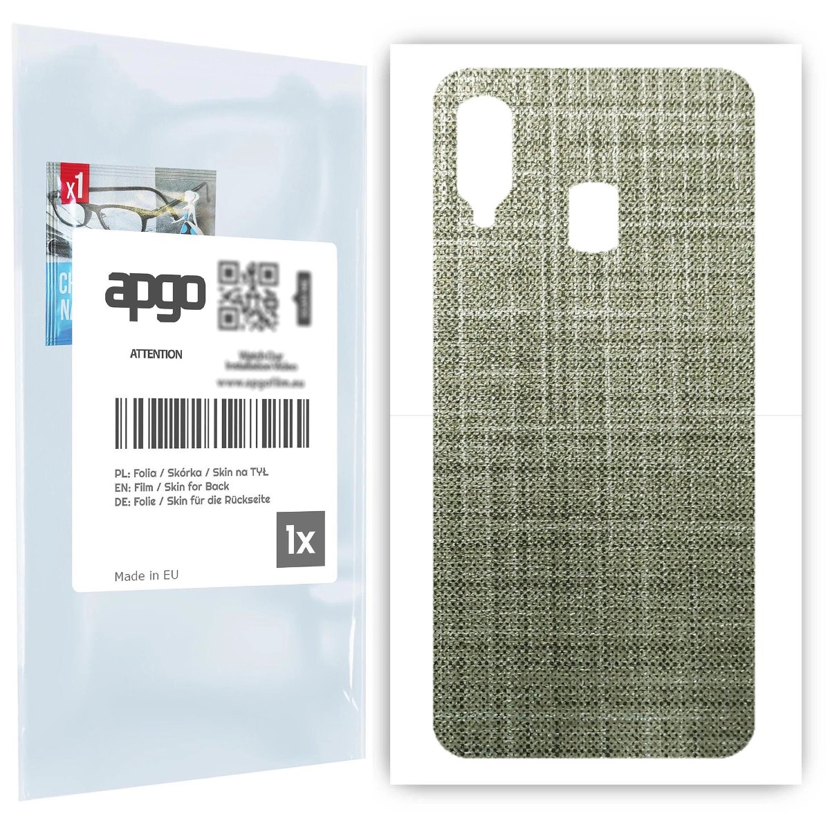 Folia naklejka skórka strukturalna na TYŁ do Samsung Galaxy A40 -  Tkanina Lniana - apgo SKINS