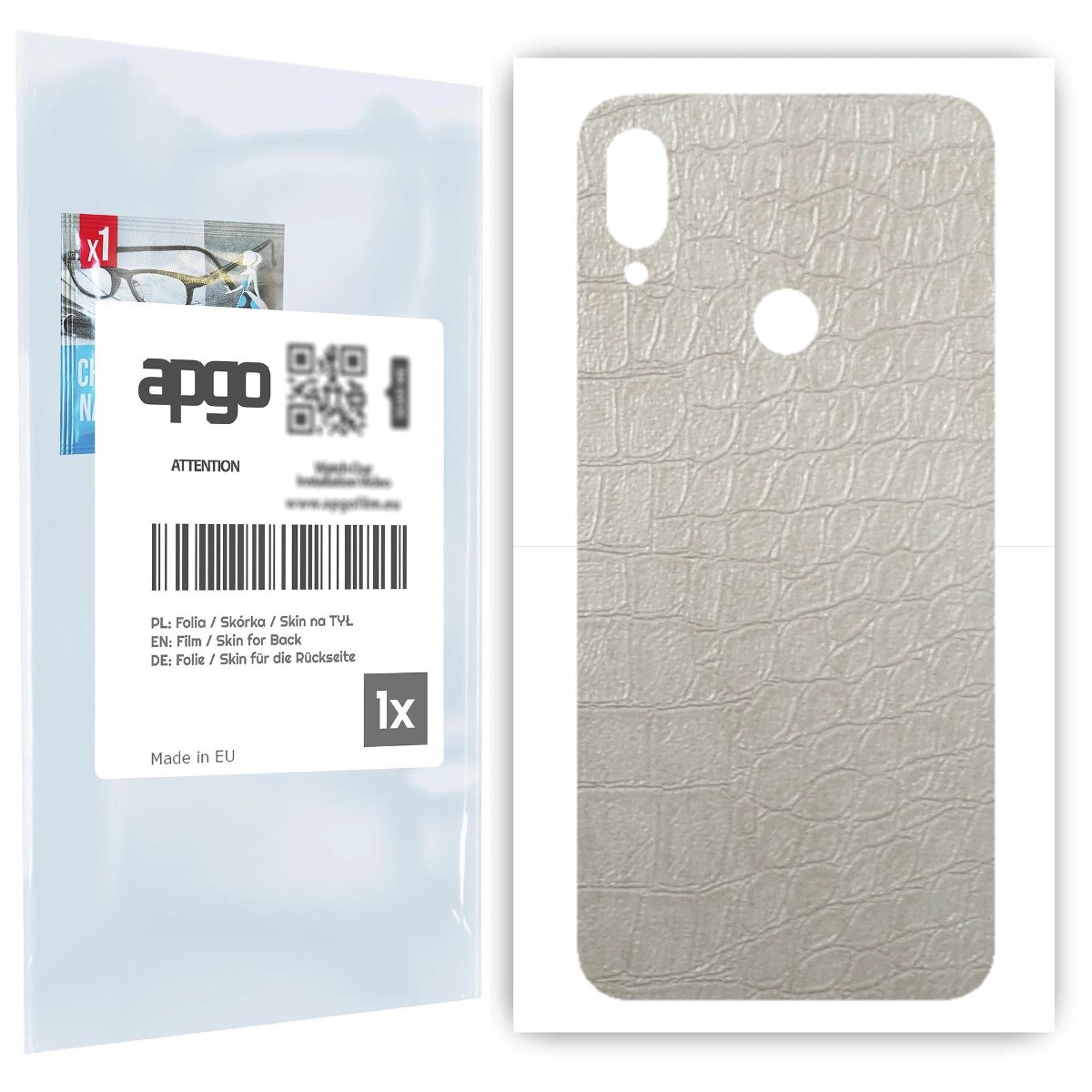 Folia naklejka skórka strukturalna na TYŁ do Xiaomi Redmi Note 7 -  Skóra Krokodyla Biała - apgo SKINS