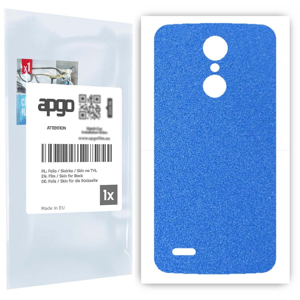 Folia naklejka skórka strukturalna na TYŁ do LG K8 (2017) -  Niebieski Pastel Matowy Chropowaty Baranek - apgo SKINS