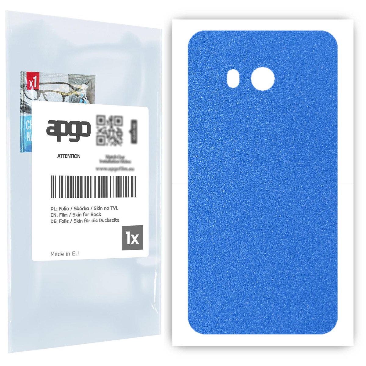 Folia naklejka skórka strukturalna na TYŁ do HTC U11 -  Niebieski Pastel Matowy Chropowaty Baranek - apgo SKINS